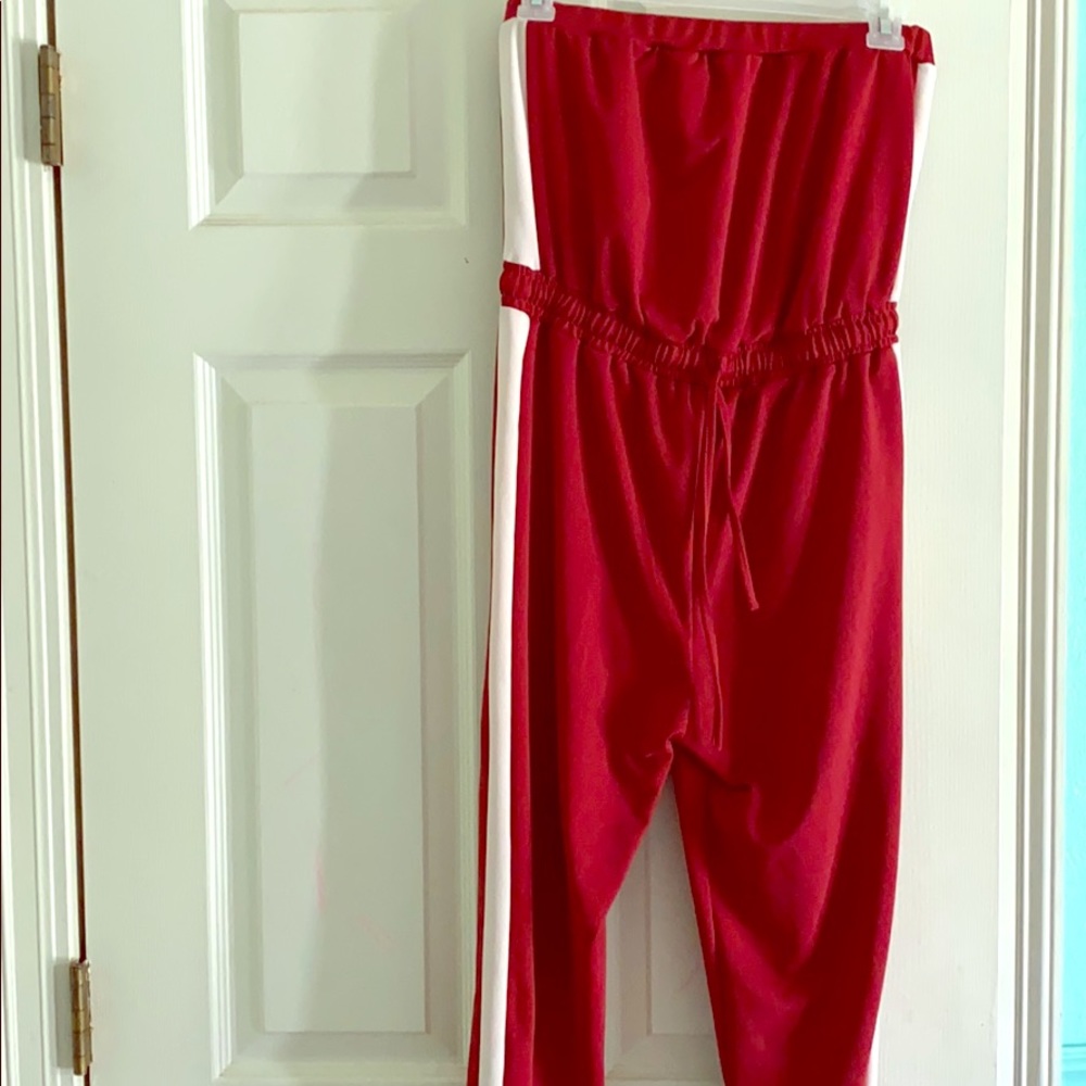 A red Bantu jumpsuit